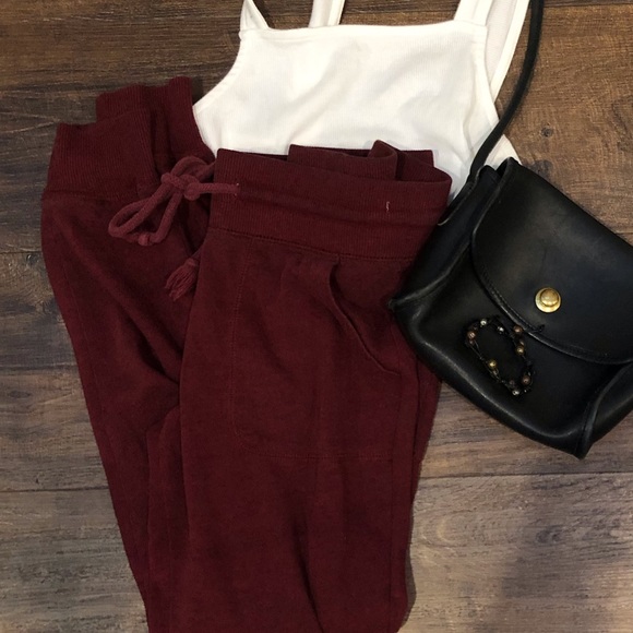 Mossimo Supply Co. Pants - Mossimo Burgundy Drawstring Joggers